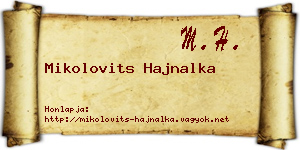 Mikolovits Hajnalka névjegykártya